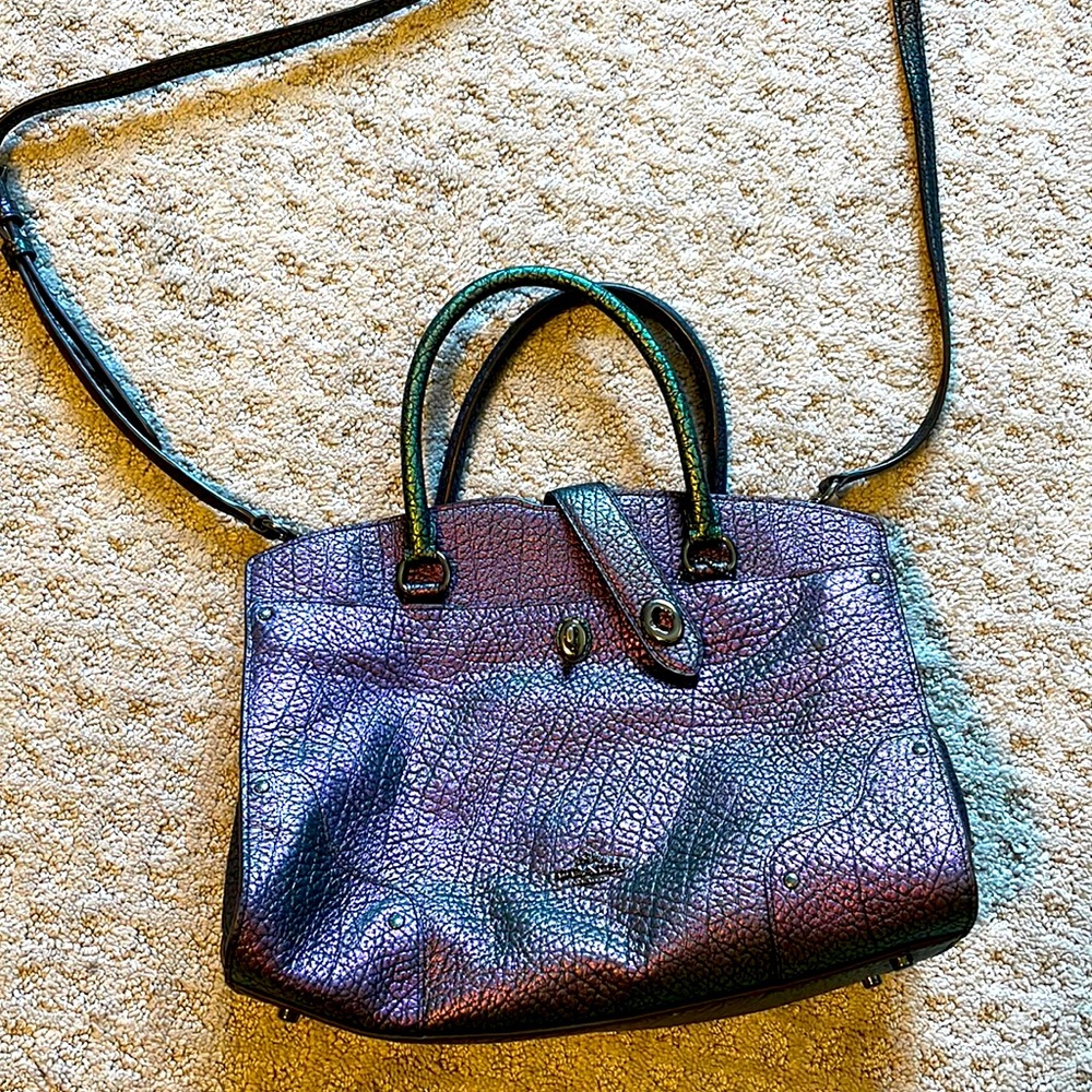 Purple metallic coach purse
